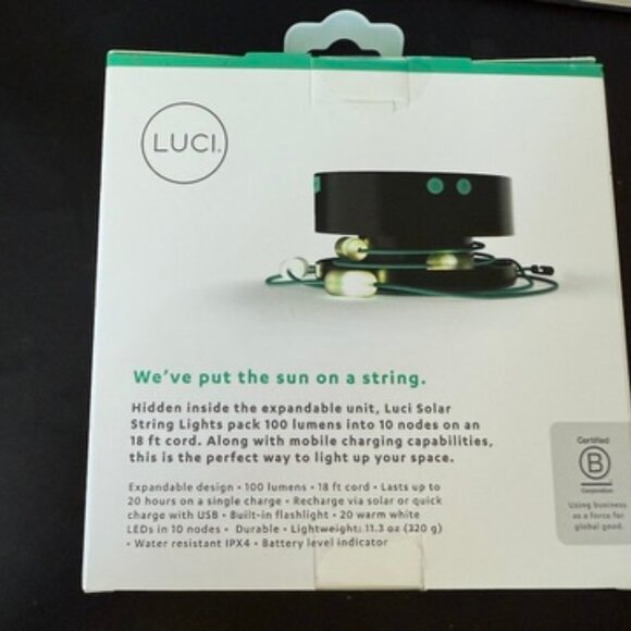 MPOWERD Luci Solar String Lights – USB Rechargeable – NEW in Box - Picture 3 of 3